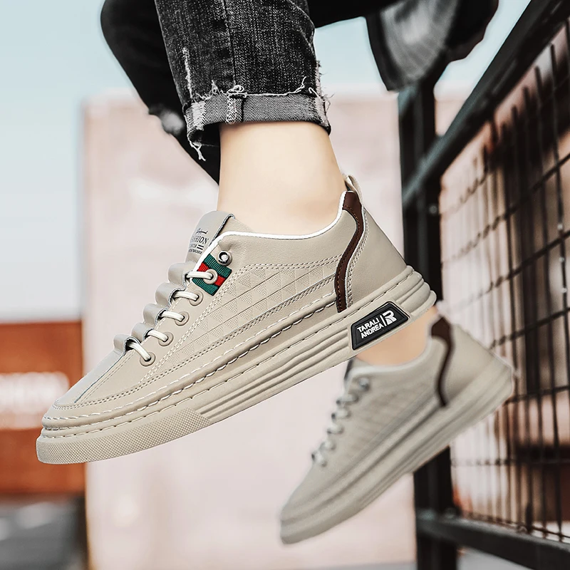 Herren-Freizeitschuhe für Frühling und Sommer, atmungsaktive, schnürsenkellose Lederschuhe, superweich und strapazierfähig, Herren-Boardschuhe – Detail 1