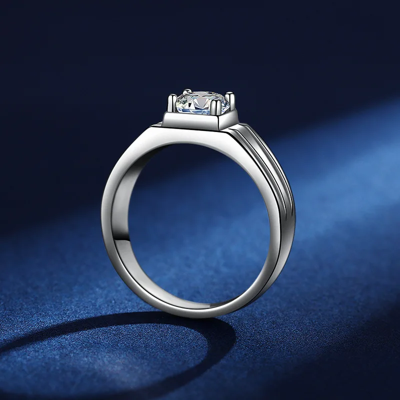 YINHED Original S925 Sterling Silver 1CT D Moissanite Men's Ring Passed Diamond Test High Jewelry Wedding Party Wholesale