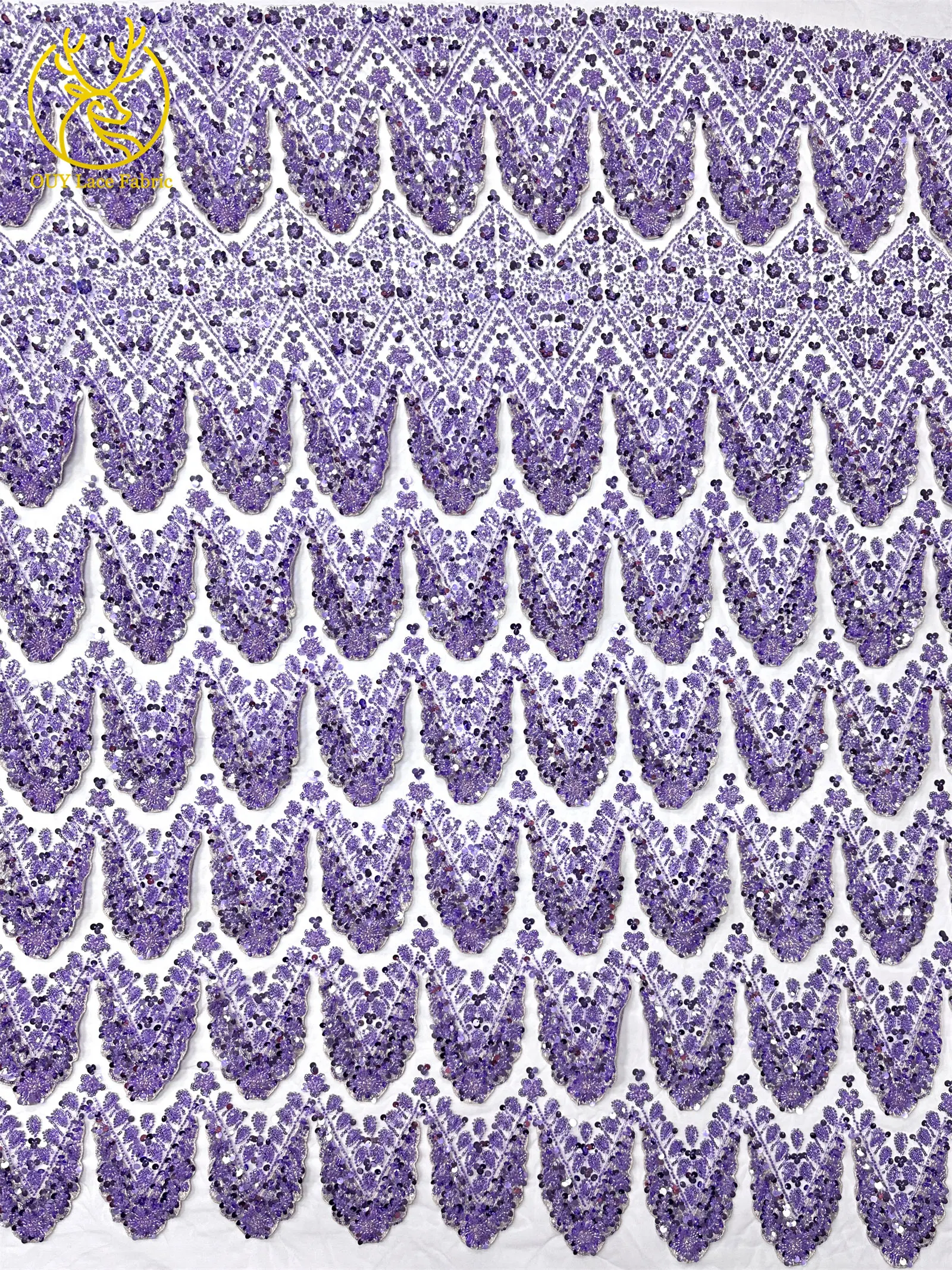 Hochwertiger luxuriöser französischer 3D-handbestickter Perlen-Spitzenstoff, 5 Yards, afrikanischer nigerianischer Pailletten-Spitzenstoff für Braut- und Partykleider – Detail 6