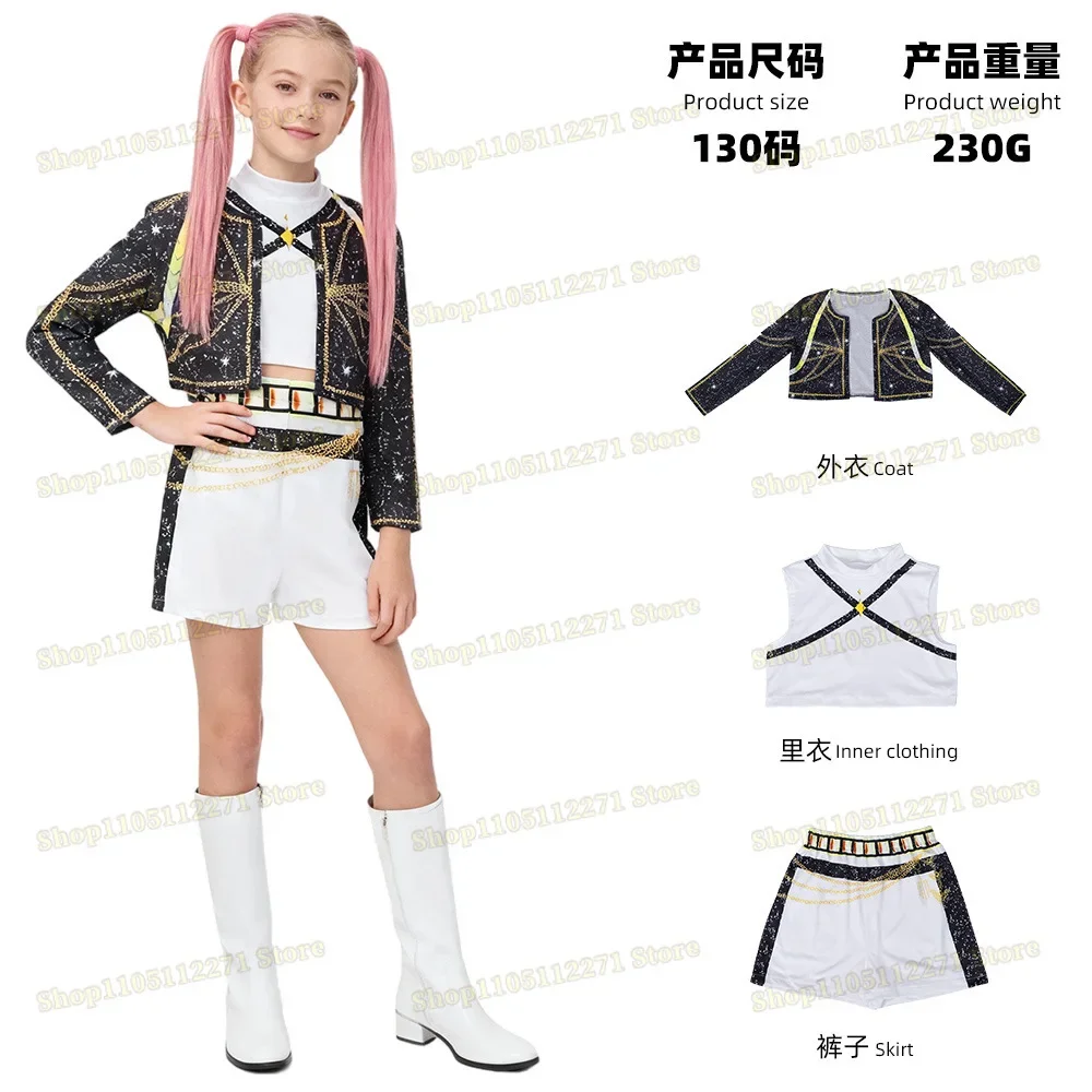 

Huntrix Golden Kpop Demon Hunters Rumi Mira Zoey Cosplay Costume Kids Girls Birthday Party Halloween Stage Performance Clothes