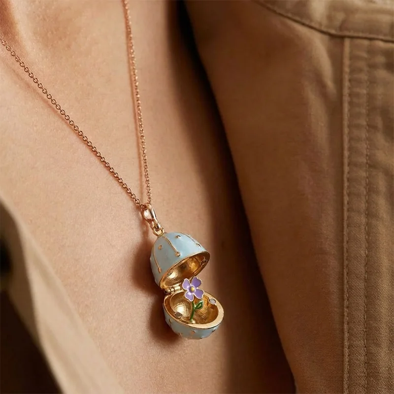 Easter Eggs Can Be Opened And Closed Hand-painted Colorful Flower Pendant Necklace Exquisite Jewelry Accessories Creative Gifts