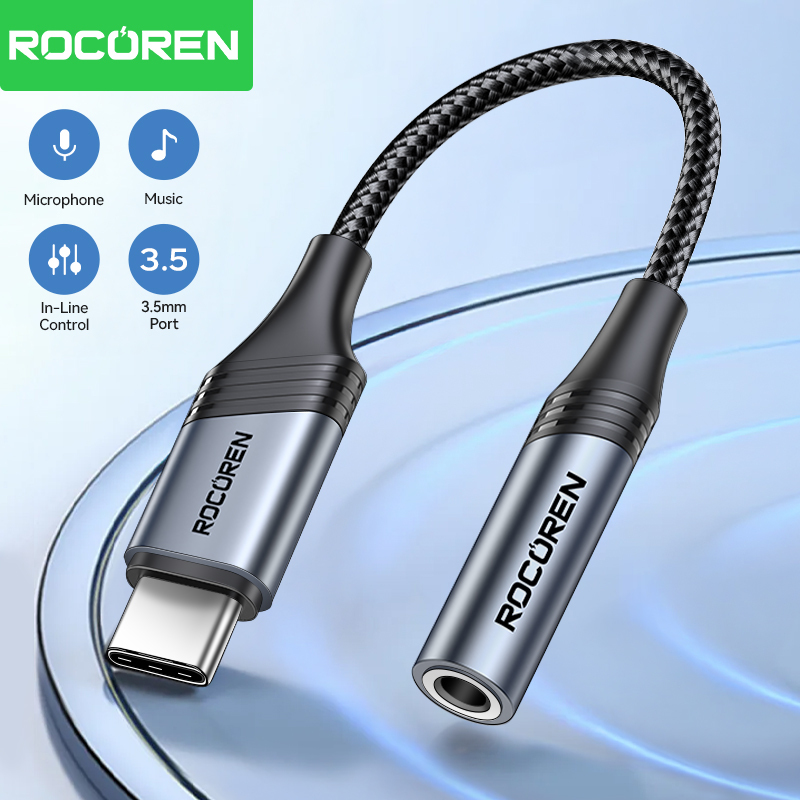  Rocoren USB C to 3.5mm Jack Dac Audio Cable Male To Female Headphone Adapter Type C To 3.5 mm Converter for Samsung Xiaomi Phone 