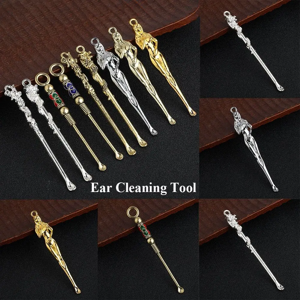 1pc Ear Spoons Retro Brass Dragon Portable Ear Cleaning Tool Ear Pick Ear Wax Remover Curette Cleaner Keychain Pendants