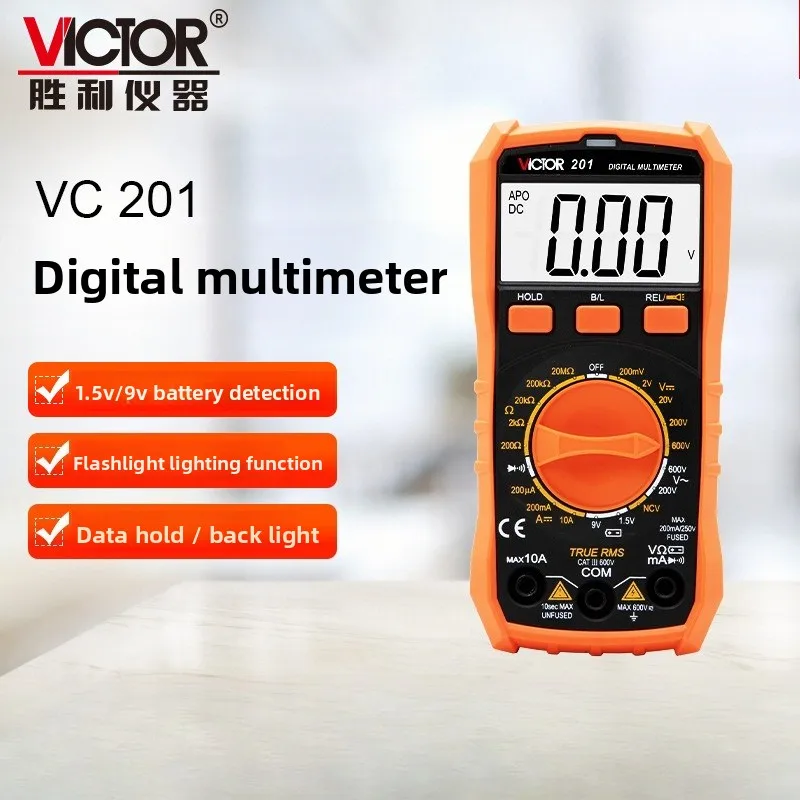VC201 Multifunctional Mini Digital Multimeter with CE Certification High Accuracy Portable Voltage Current Resistance Tester