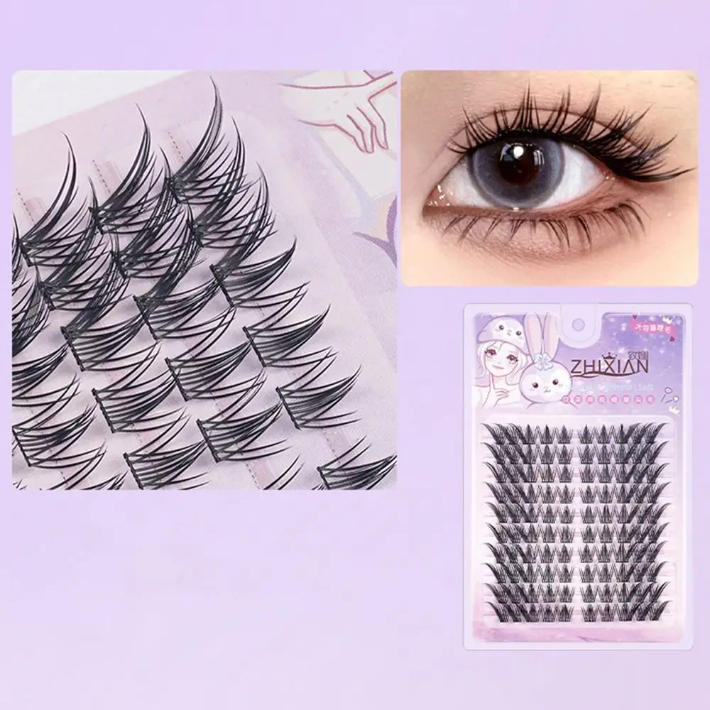 Avec bandes de colle gelée tournesol faux cils sans colle Extension de cils segmentés faux cils Anime Cosplay bricolage