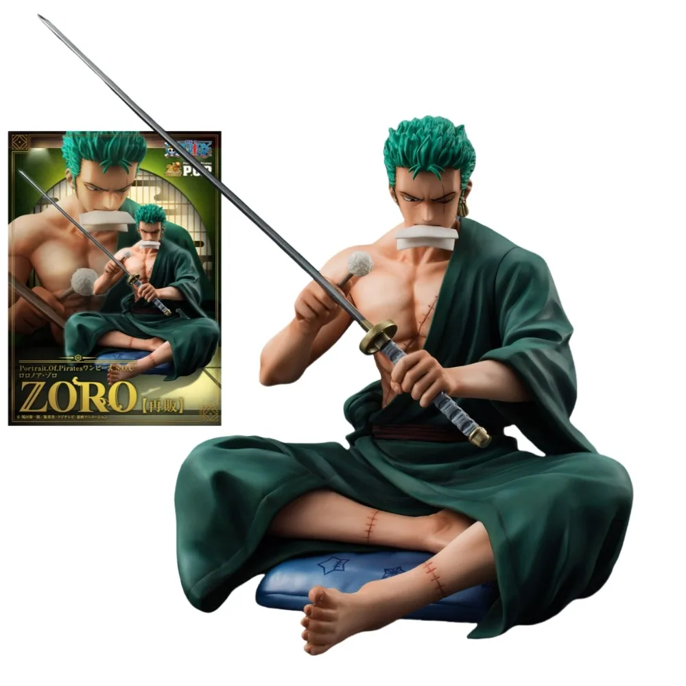 

One Piece Аниме Модель MegaHouse POP Soc Roronoa Zoro позиция сидения девять мечей стильная фигурка Коллекционная фигурка игрушка подарок 13,5 см