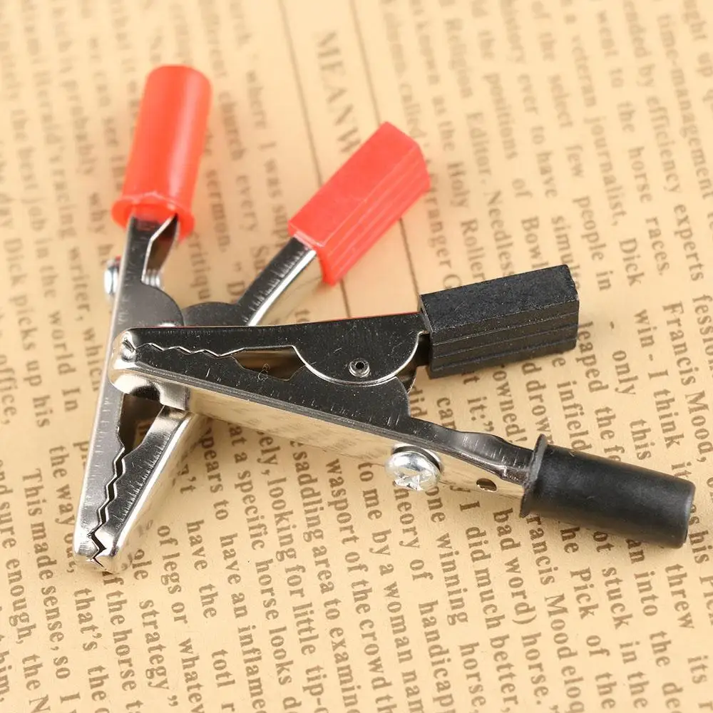 5Pcs Test Probe Plastic Handle Alligator Clip Color Random Black/Red Electrical Jumper Wire Cable Leads Wire Accessories