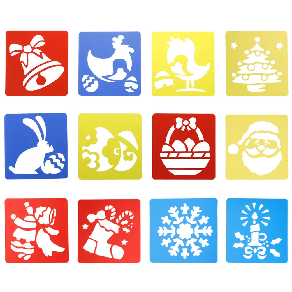 12 stuks kerst schilderij stencil holle sjablonen DIY tekening kunstbenodigdheden kerstversiering sjabloon kerst schildersjablonen