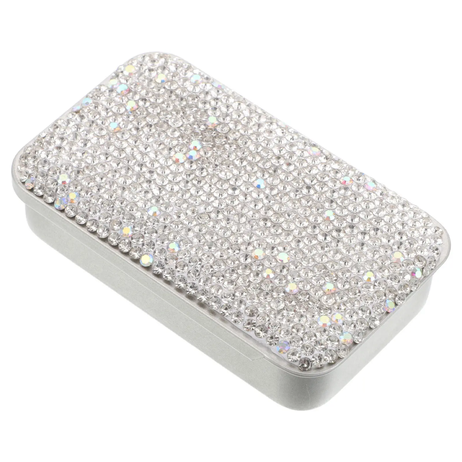 Metal Portable Rhinestone Floss Toothpick Case Holder Container For Travel Christmas Stocking Stuffers Slide Mini