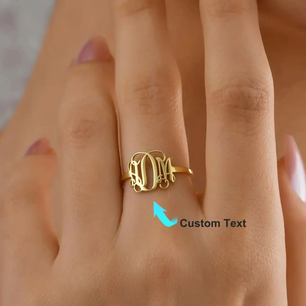 Custom Monogram Initial Letters Rings for Women 18K Gold Plated Stainless Steel Personalized Dainty Letter Ring Wedding Jewelry