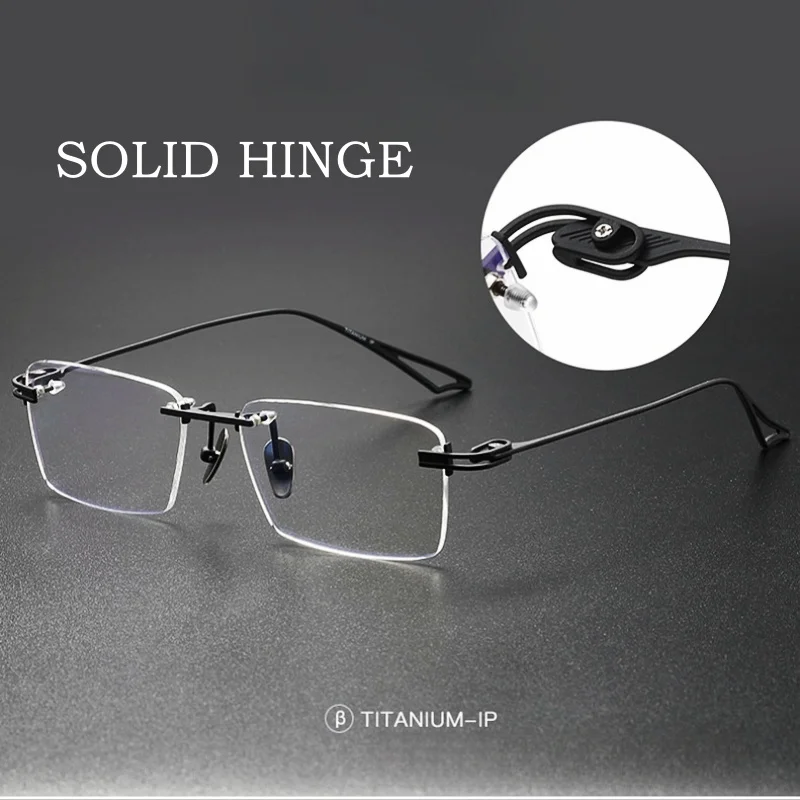 YIMARUILI New Ultra-light Simple Luxury Personalized Eyewear Retro Pure Titanium Optical Prescription Rimless Glasses Men ACT-F