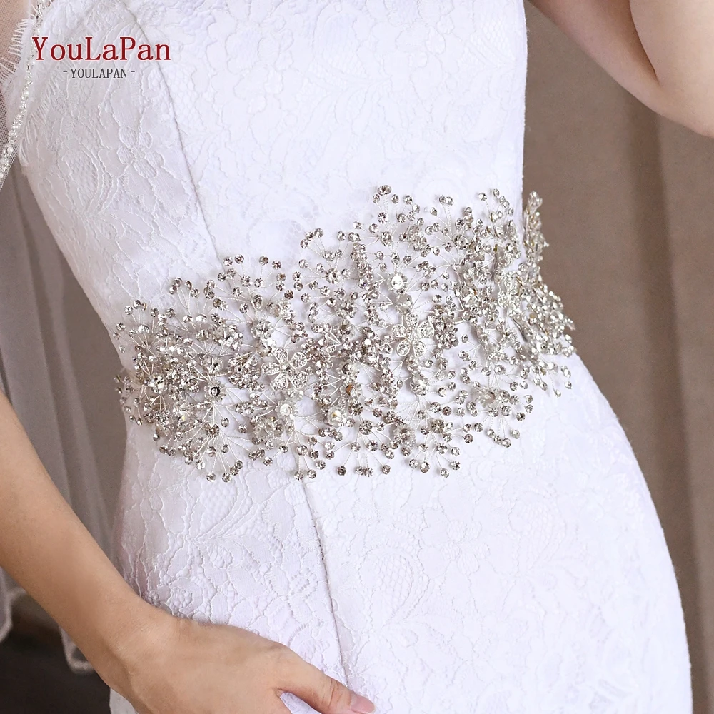 YouLaPan-Cinturón de lujo hecho a mano para vestido de novia, faja ostentosa con diamantes de imitación, accesorios de joyería para fiesta, SH240