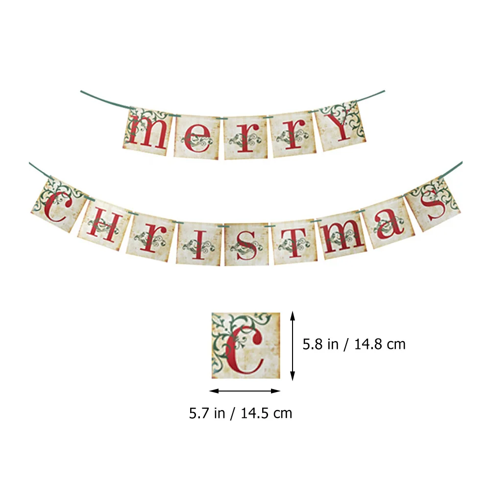 

1Set Christmas Banner Decorative Bunting for Party Home Bar Hotel Kitchen Fireplace Front Door Stair Merry Christmas Banner
