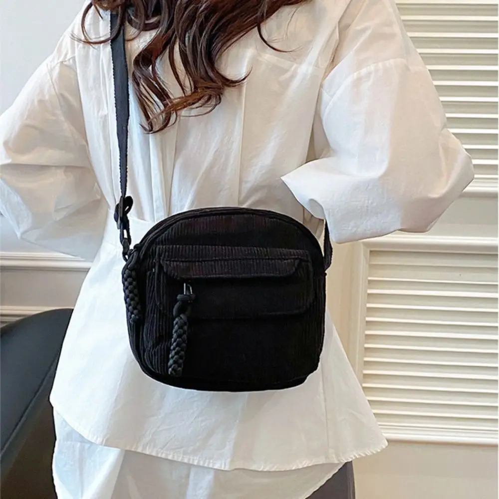 

Large Capacity Corduroy Shoulder Bag Cotton Cloth Korean Style Solid Color Crossbody Bag Handbag Small Square Bag Canvas Handbag