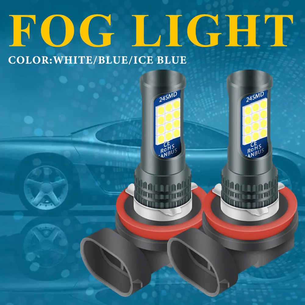 2 PCs Daul Color H7 H11 Led Fog Light 9005 HB4 3030 LED 24Smd 9006 HB4 Fog Lamps H4 Cars Headlight Bulbs 12V White Yellow