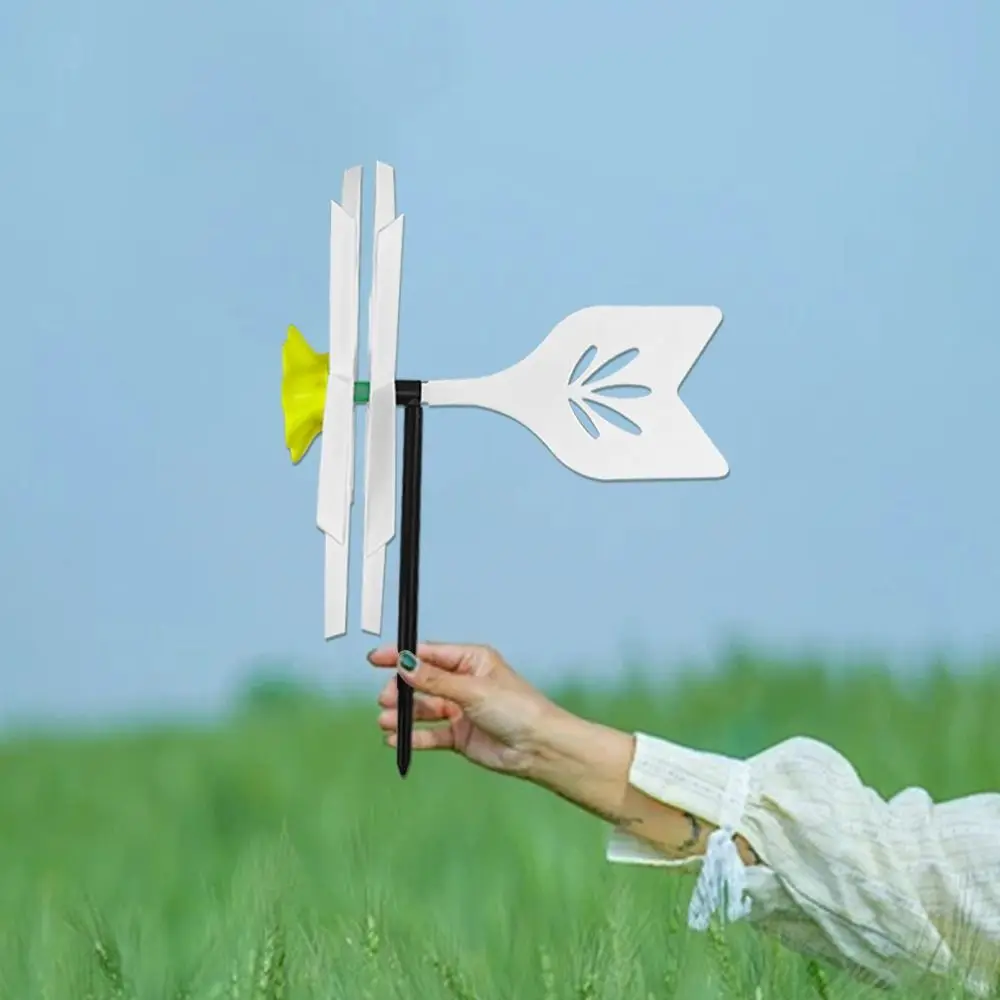 Roterende Zonnebloem Wind Spinner met Stakes Geen Weerstand Narcissus Windmolen Interessant DIY Outdoor Windmolen Speelgoed