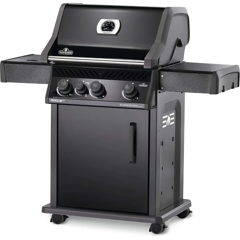 425 BBQ Grill, Black, Propane Gas - RXT425SIBPK-1 With Three Main Burners, Infrared Sear Station Side Burner, Barbecue Gas Cart