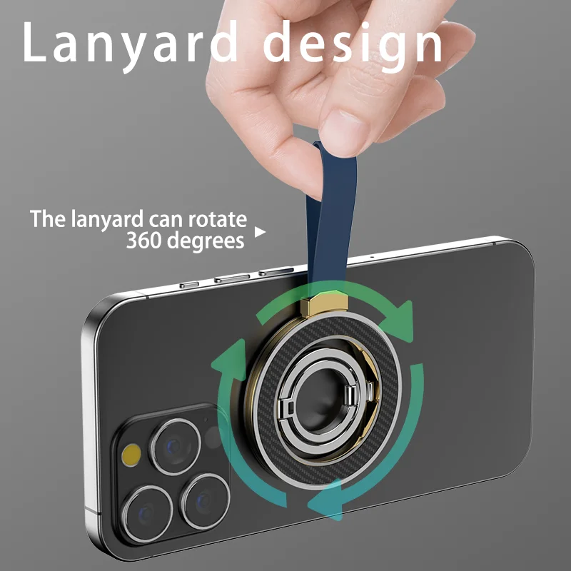 Phone Strong Magnetic Stand with Soft Strap Magnet Holder for Magsafe Cellphones Finger Ring Support for iPhone 13 14 15 Xiaomi