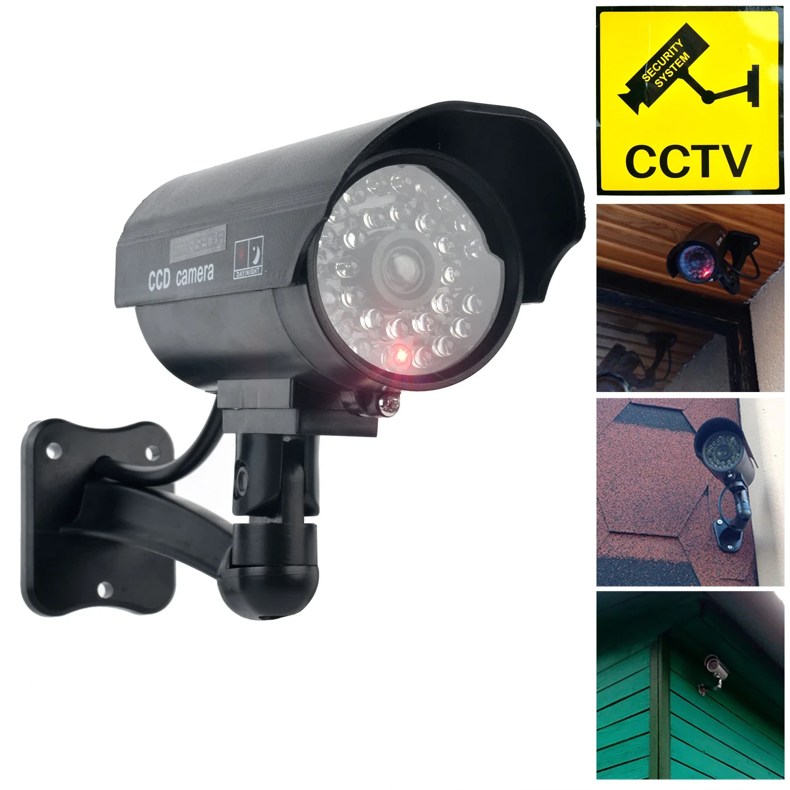 Telecamera fittizia finta per esterni con LED rosso lampeggiante a forma di proiettile sorveglianza CCTV di sicurezza impermeabile per batteria interna domestica