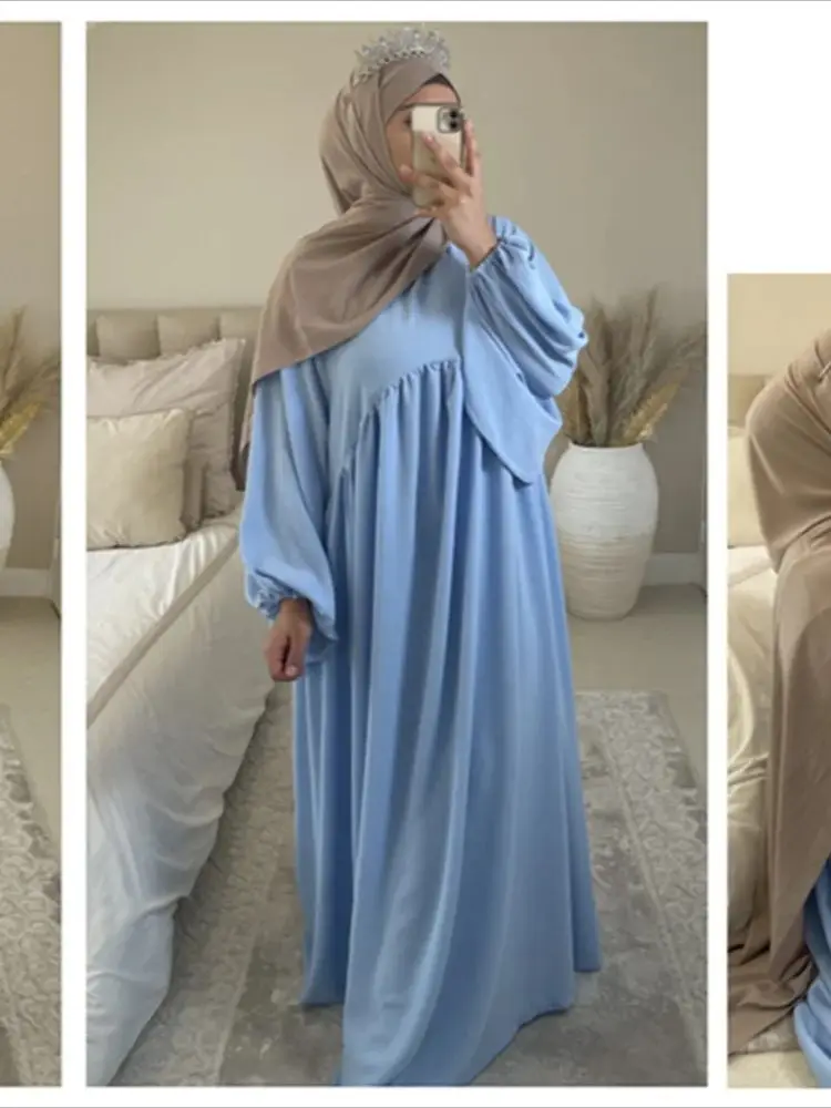 Eid Plain Modest Khimar Abaya Dubai 2024 Muslim Islam Arabic Palestine Abayas For Women Kaftan Dress Caftan Robe Femme Musulmane