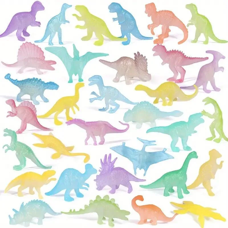 13/26/39 Stück Mini Leuchtende Dinosaurier-Modelle Spielzeug für Jungen Kinder Geburtstagsparty Geschenk Cupcake-Topper Klassenraumpreis – Detail 2