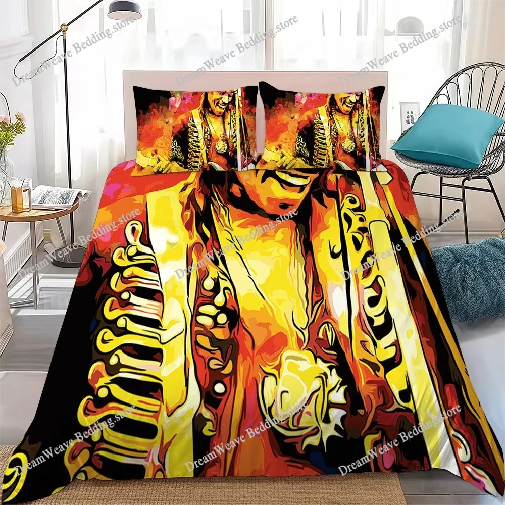 J-JIMI Singer H-HENDRIX Duvet Cover Set Home Style Bedding Soft Laundry Cotton Bed Student Dormitory Gift