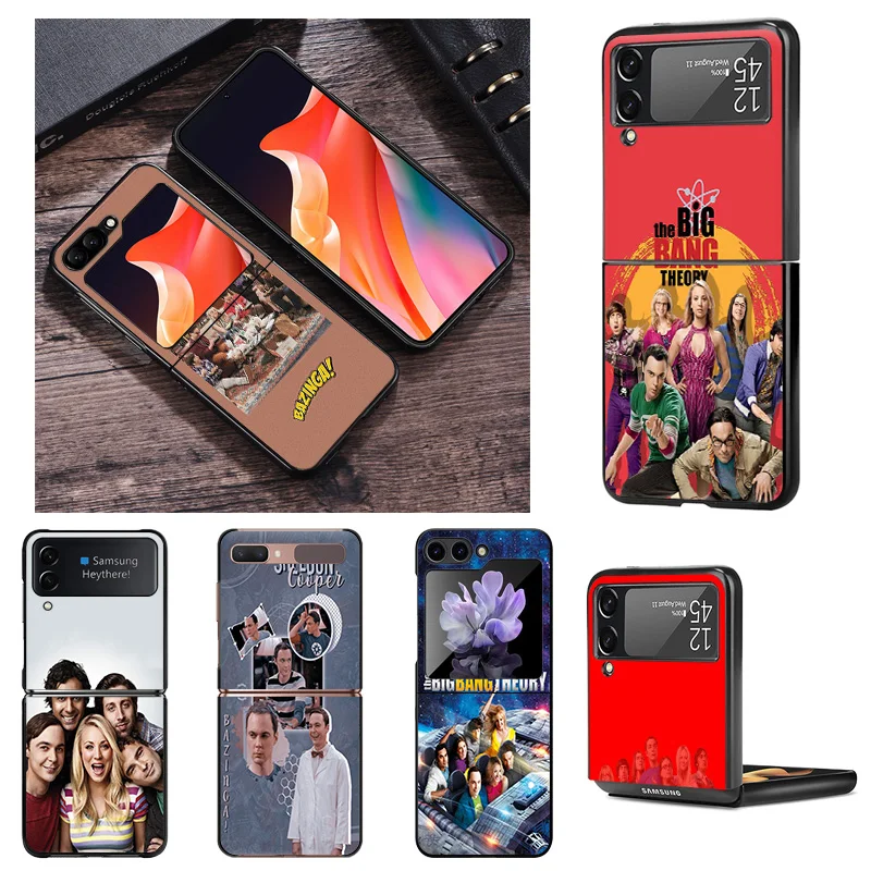 Black Phone Cases for Samsung Z Flip 6 5 4 3 The Big Bang Theory Hard Galaxy ZFlip6 Flip5 Flip4 Flip3 Mobile Phone Shell Cover