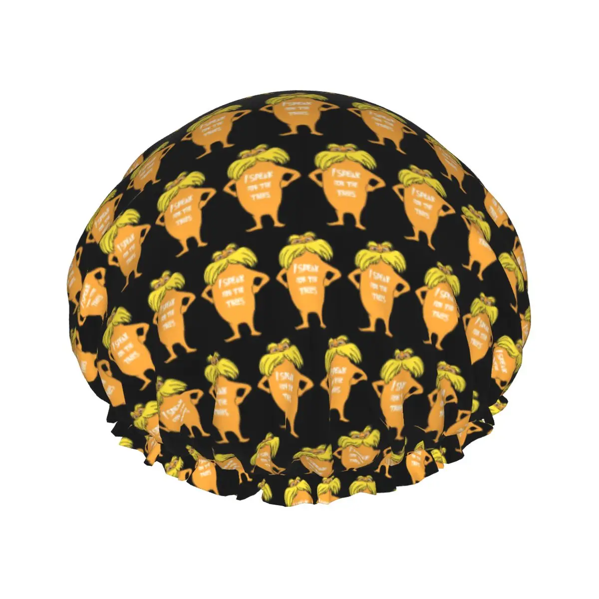 Custom Lorax I Speak For The Trees Shower Caps Women Elastic Waterproof Quick Drying Bath Hair Cap