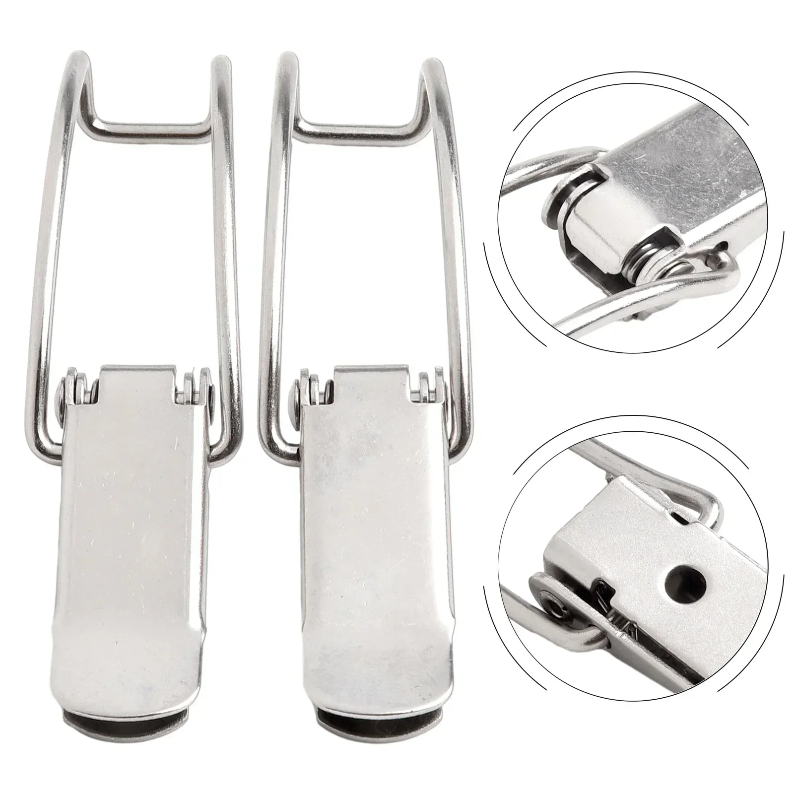 2pcs Bucket Hook Lock Iron Cabinet Box Hasp Lock Spring Latch Lock For Sliding Door Storage Cabinet Door Hardware Lock Latch