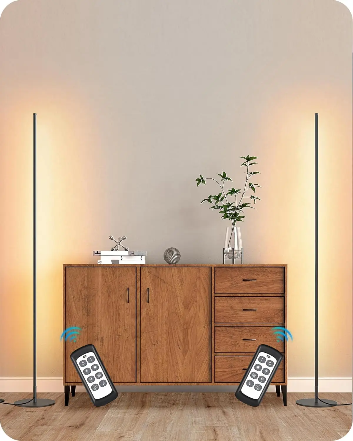 

Set of 2 Dimmable Tall LED Floor Lamps with Remote, 57.5" for Living Room Bedroom Office, 7 Color Temperatures Black