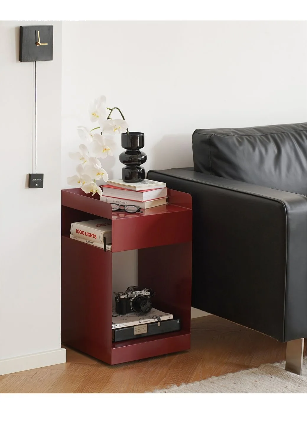 Modern Cube Side Table Furniture Mobile Bedside Table, Living Room Bedroom Multi-Level Storage Organizer, Small Space Rolli