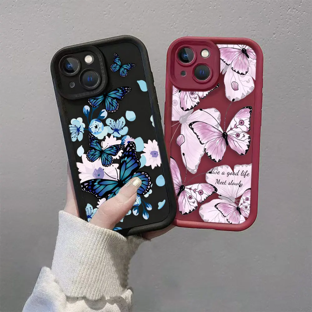 Pretty Purple Retro Butterfly Cover Phone Case For iPhone 16 APPLE 15 14 13 12 11 PRO MAX PLUS Soft TPU Color Case Funda Shell image 2