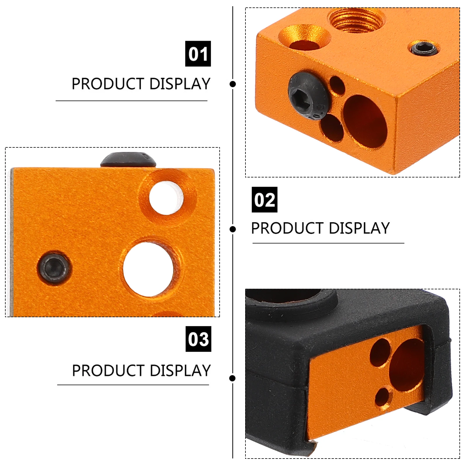 

1 Set 3D Printer Heating Block Kit Dissipation Extruder Hot End Replacement Compatible With Nozzle Threads Throat Tube