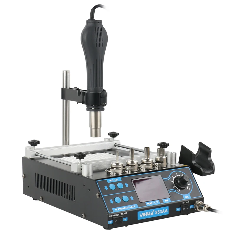 YIHUA 853AA PCB IR Preheating Sation Hot Air Gun Solder Station LCD Digital Solder Station BGA Rework Station