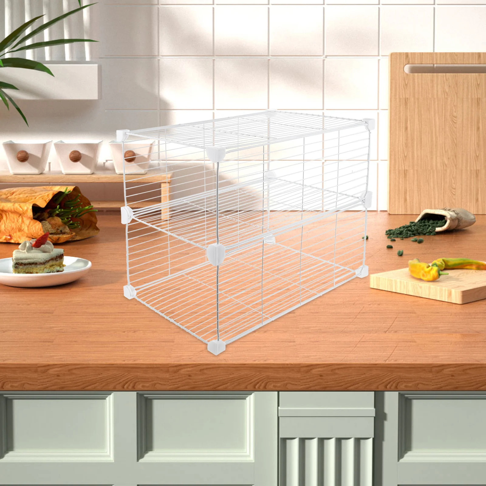 

Adjustable Refrigerator Wire Divider with Isolation Net for Maximized Fridge Space Multi-Tier Storage Solution for Freezer and