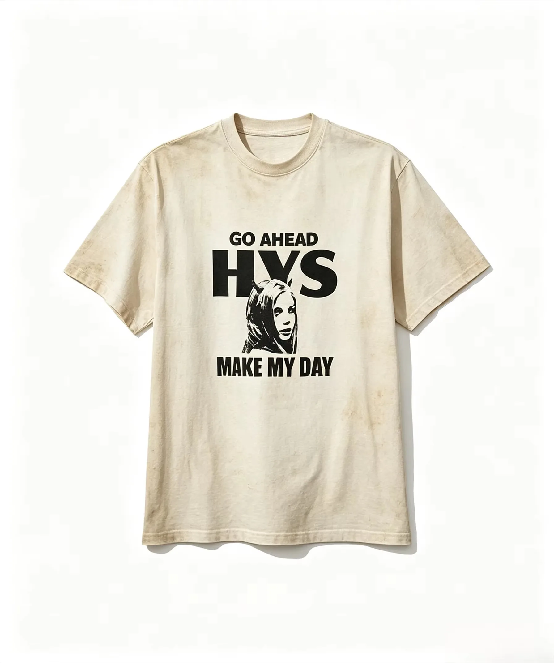 2026 New HYS Family Matching Oversized Unisex T Shirt Vintage Portrait Letter Chest Graphic Tee Casual Streetwear Cotton Top
