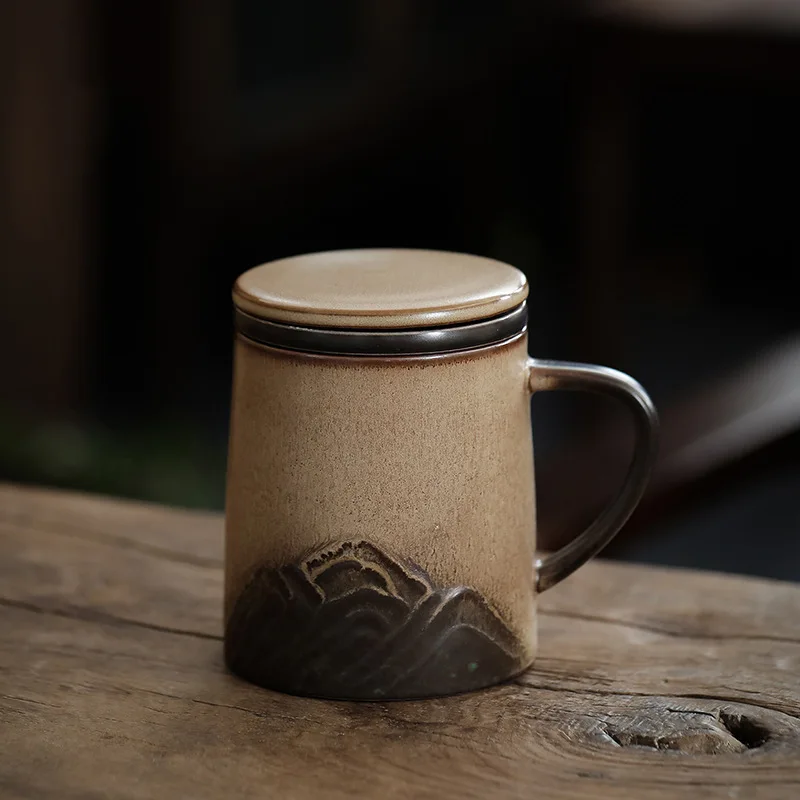 

Portable wooden handle, ceramic tea cup