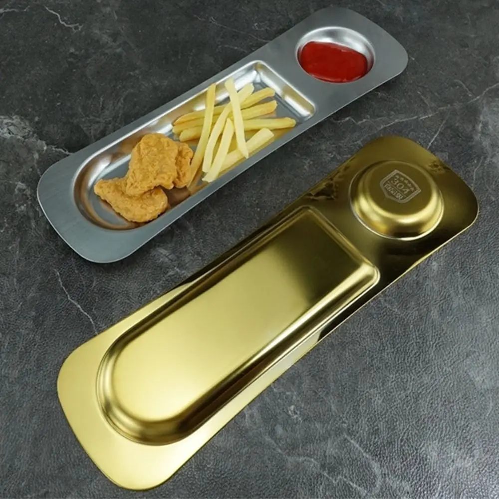 

Portable Salad Serving Plate Save Space Stainless Steel Food Grill Plate Sturdy Decorative Cheeses Serving Platter Table Decor