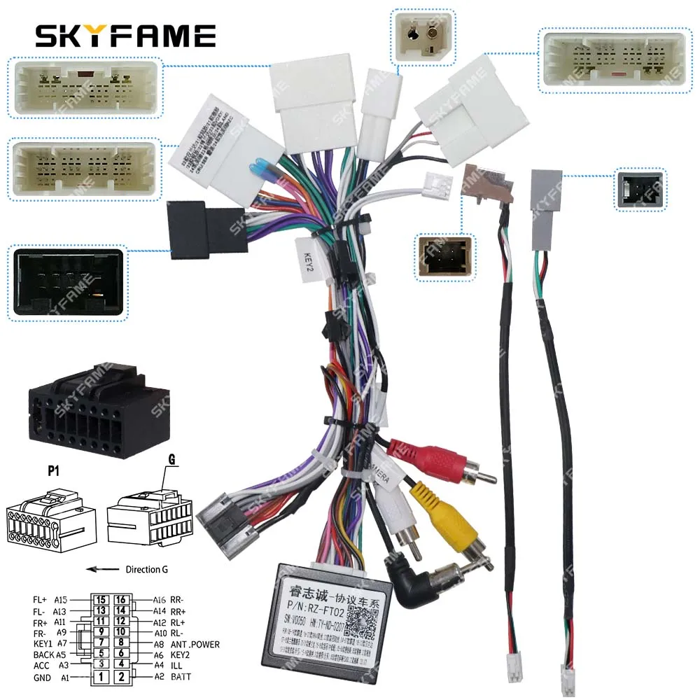 SKYFAME Car 16pin Wiring Harness Adapter Canbus Box Decoder For Toyota RAV4 Wildlander Highlander Sienna RZ-FT02/G-RZ-FT52