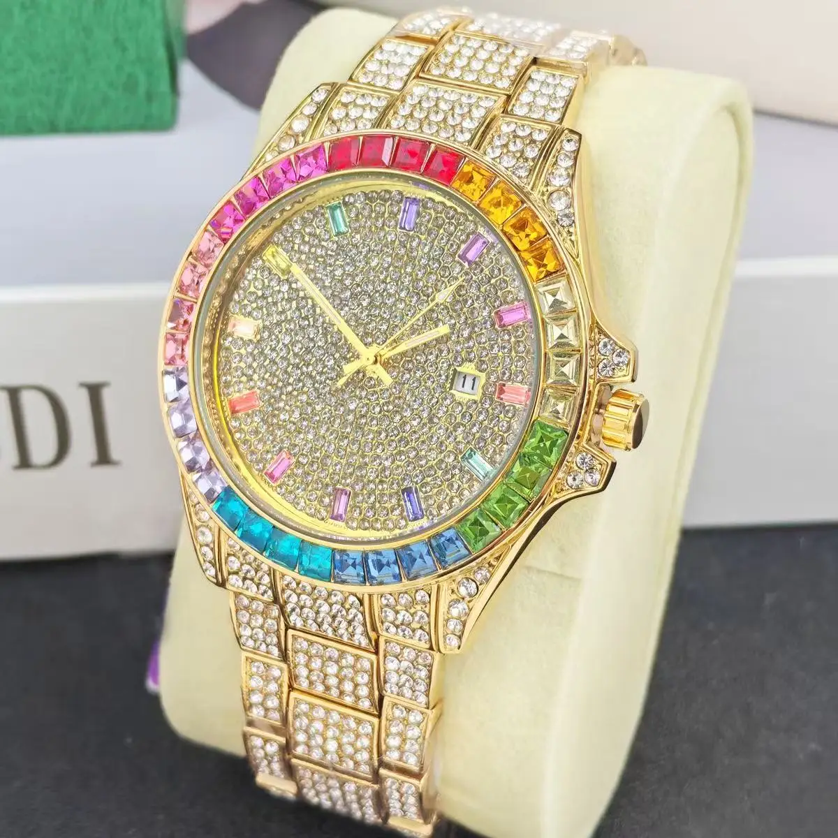 

Luxury diamond watches for men Hip Hop Style Bling Bling Iced Out Wristwatch Fashion Stainless Steel Waterproof Clock 2025