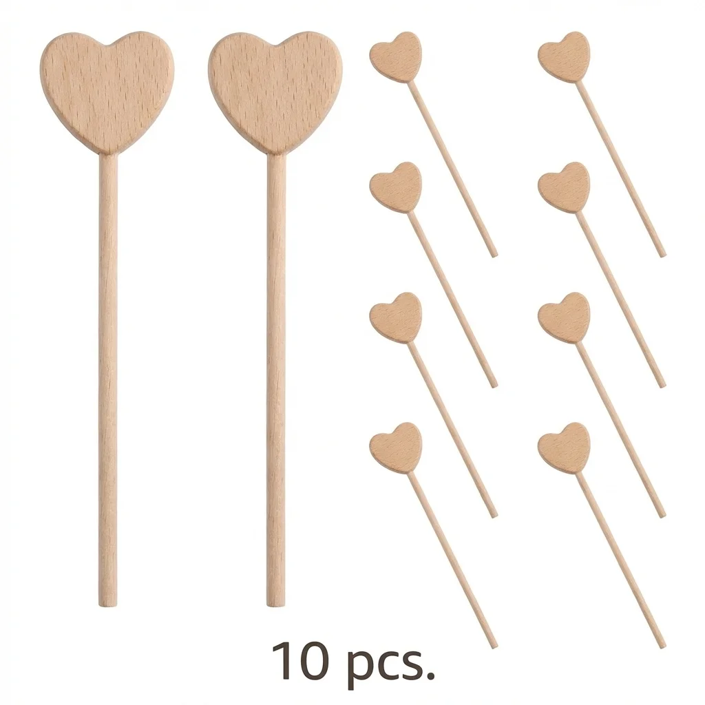 

10Pcs Magic Wood Love Heart Wand Unfinished Painting DIY Craft for Kids Party safe Natural wooden Baby Teething toy