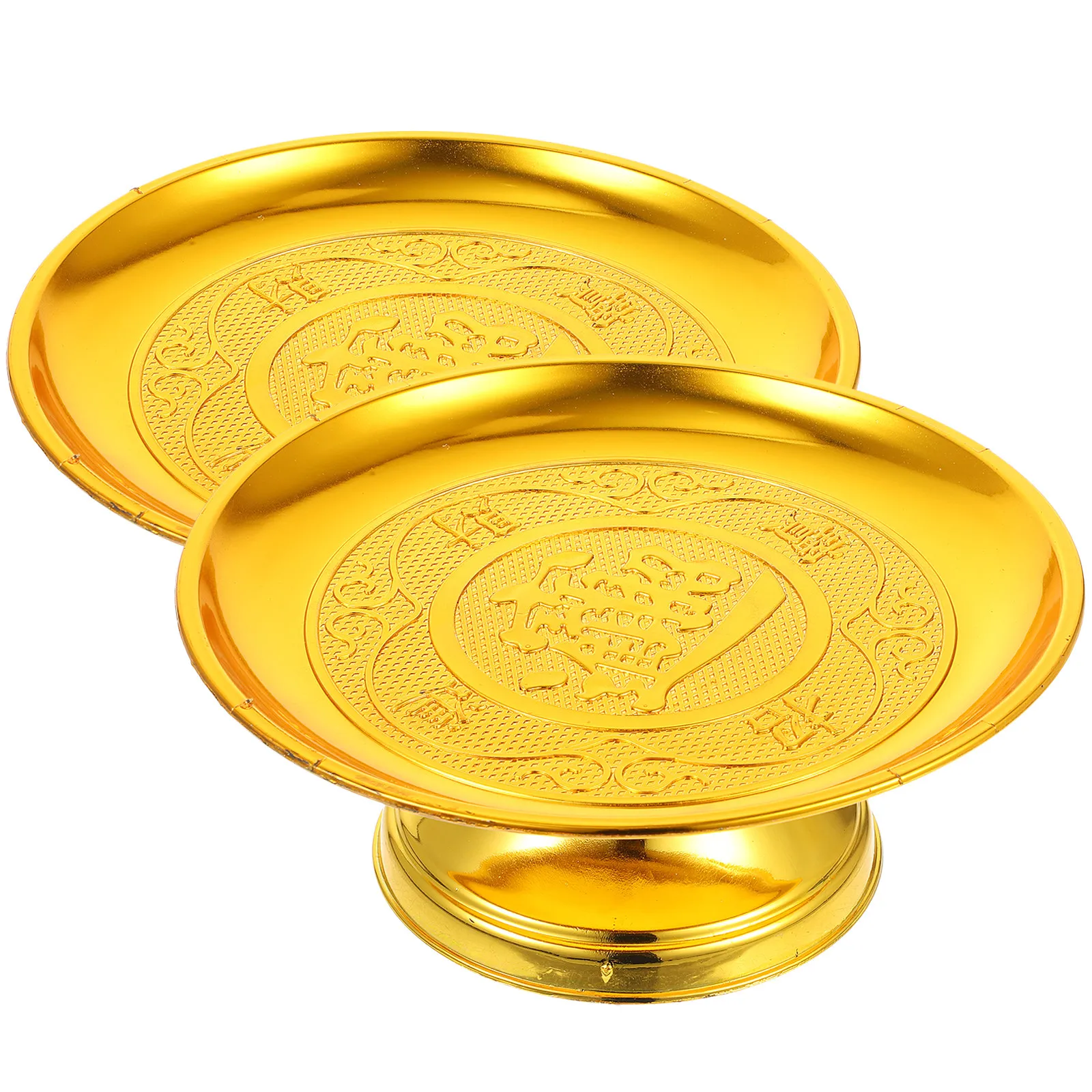 2Pcs Lotus Offering Plate Vintage Buddhist Worship Tray Temple Tribute Fruit Snack Serving Dish Home Decoration Sacred Ceremony