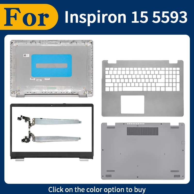

New Repalce Cover For Inspiron 15 5593 LCD Back Cover Front Bezel Palmrest Bottom Case Hinges Silver