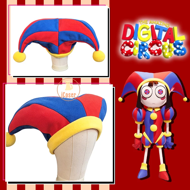 Pomni Cosplay Cartoon Hat The Amazing Digital Circus Joker Hat Cute Cap for Children Kids Halloween Party Gifts Props Accessory