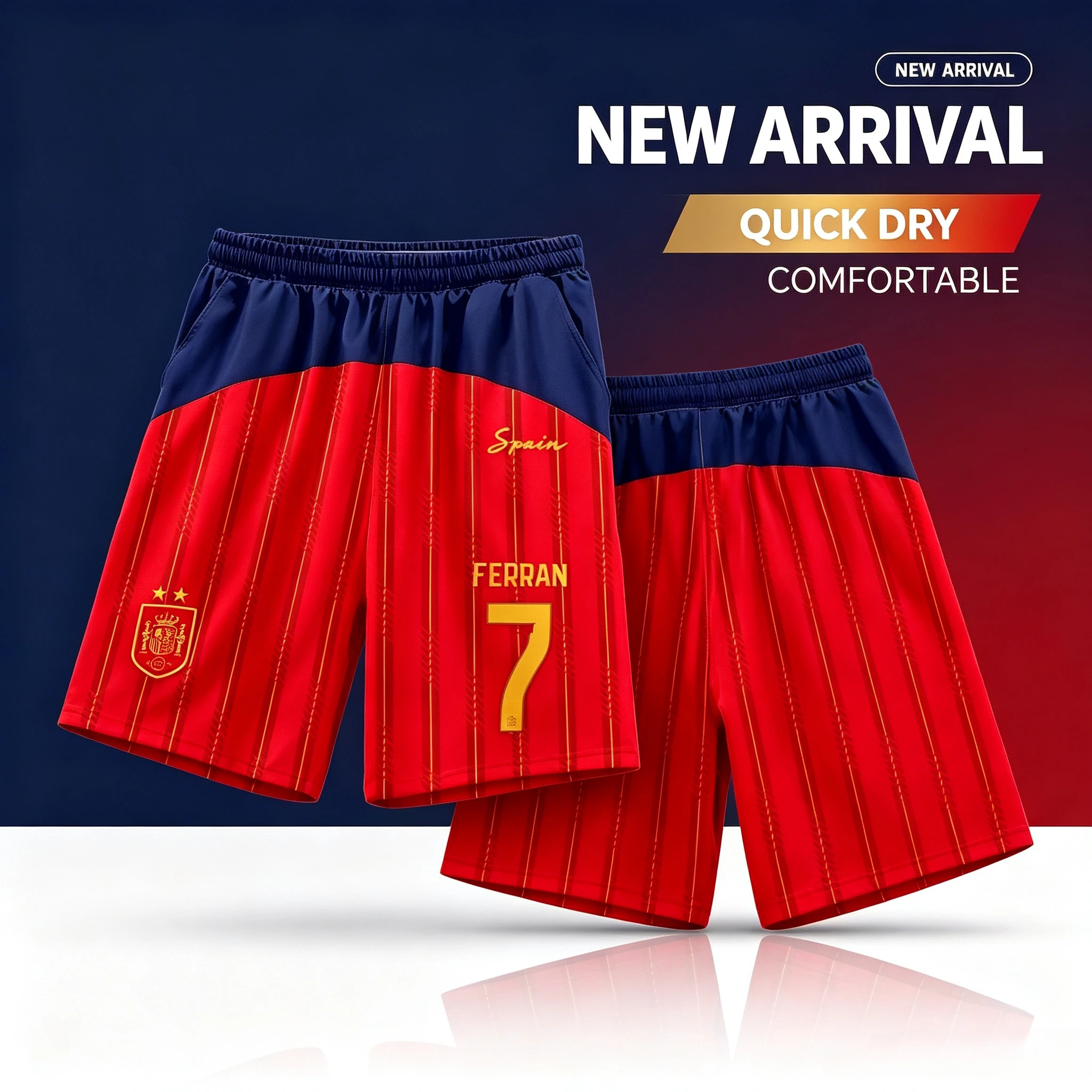 2026 Spanien Team Uniform Yamal Fußball Fan Uniform Schnelltrocknende Kurze Hose Herren Freizeithose Sporthose Familien-Kinder-T-Shirts 3D