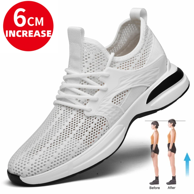 

Men Summer Sneakers Breathable Elevator Shoes Height Increase Shoes for Men Height Increasing Shoes Mesh Sneakers Insole 6cm