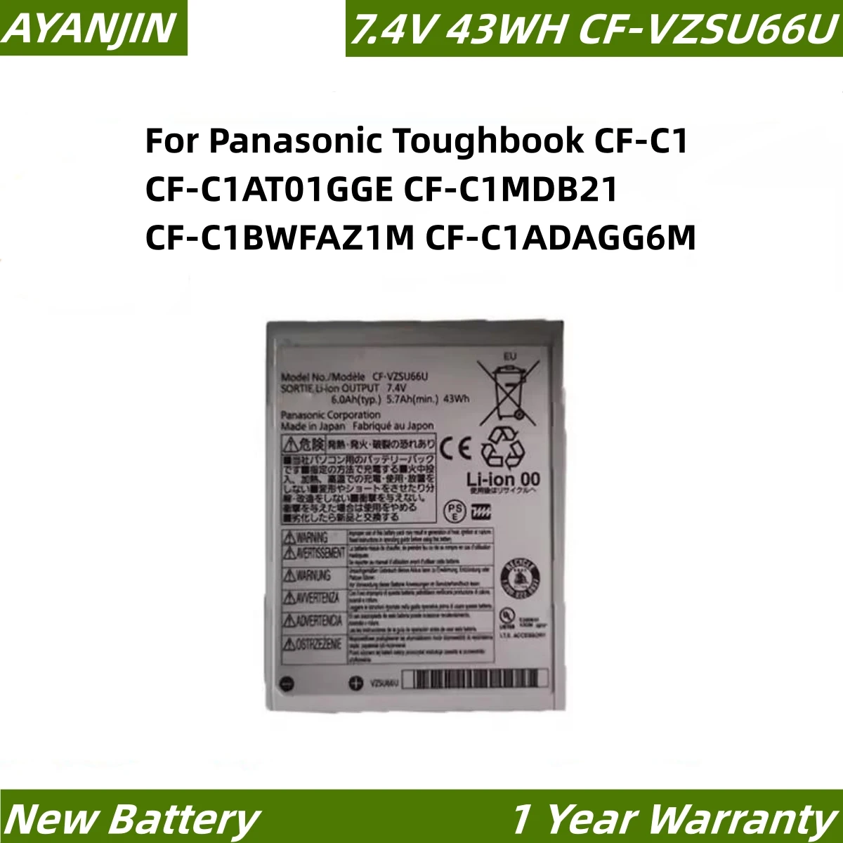 CF-VZSU66U Laptop Battery For Panasonic Toughbook CF-C1 CF-C1AT01GGE CF-C1MDB21 CF-C1BWFAZ1M CF-C1ADAGG6M