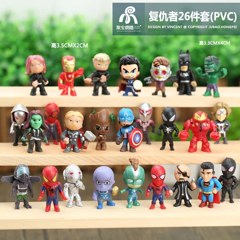 

A Set Of 26 Pieces Of Marvel Avengers Figurines, Marvel Hero Spider-Man Figurine Cake Scene Decoration Ornaments For Home Gifts