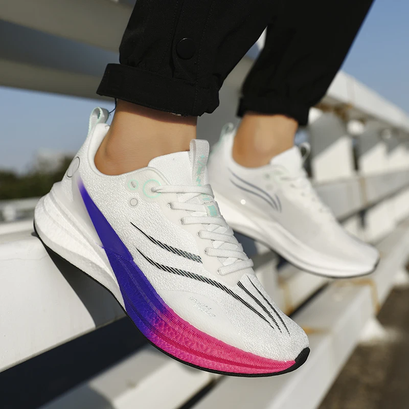 

Sports and leisure shoes, men's shoes, marathon oversized air cushioned shoes, fly woven all season rubber, wear-resistant, anti