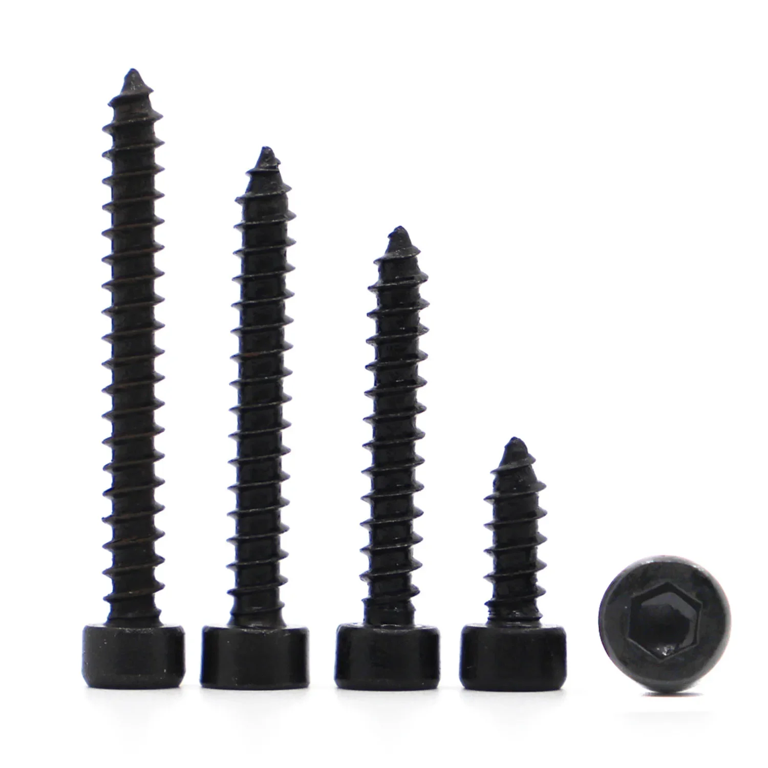 10-50pcs M2 M2.6 M3 M3.5 M4 M5 M6 8.8 Carbon Steel With Black Hexagon Socket Cap Head self tapping screw Model Screws